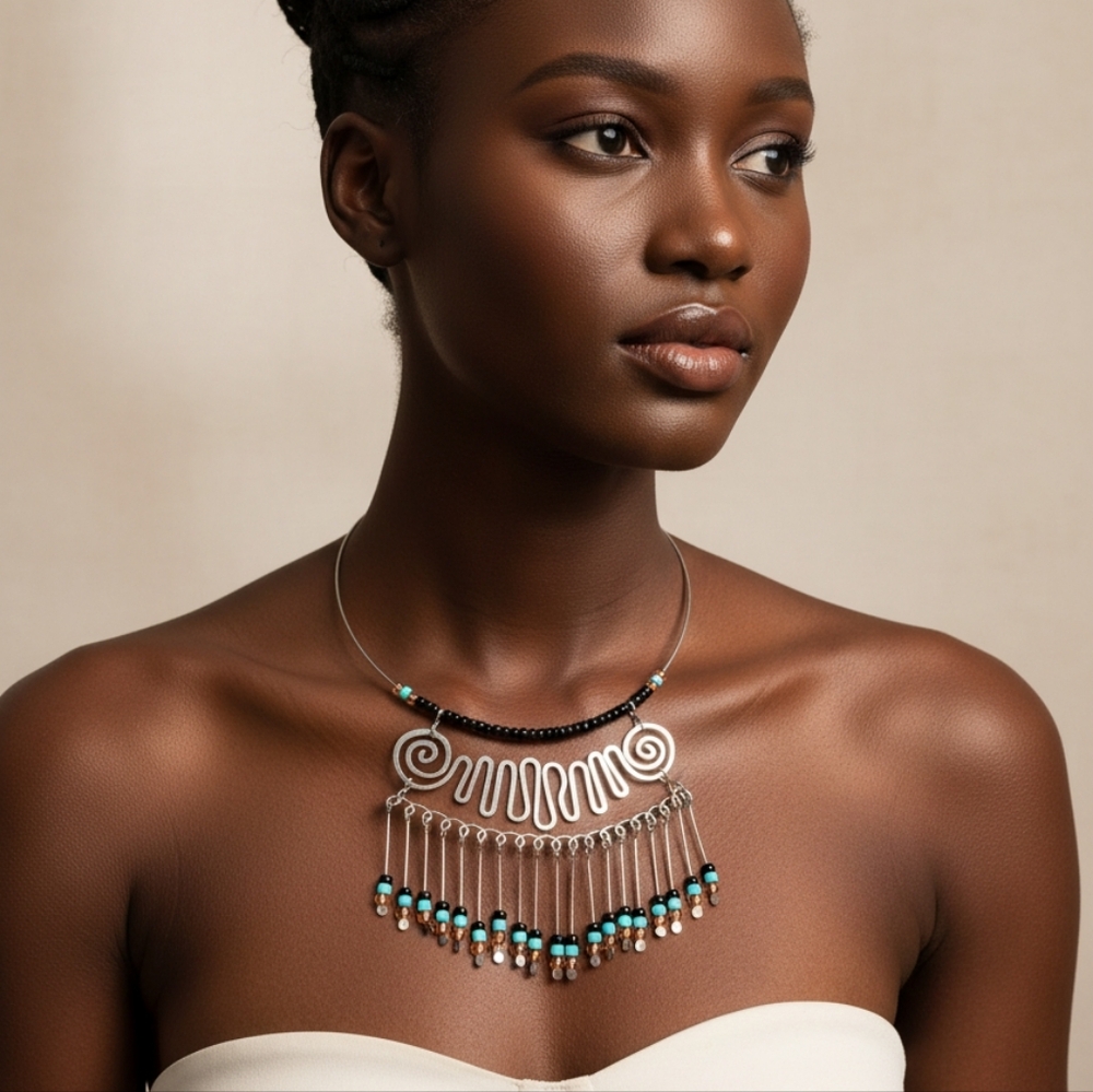 Statement bead wire Necklace
